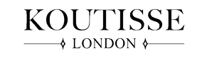 The image displays the word 'KOUTISSE' in bold capital letters, followed by 'LONDON' underneath with decorative elements on the top and bottom.