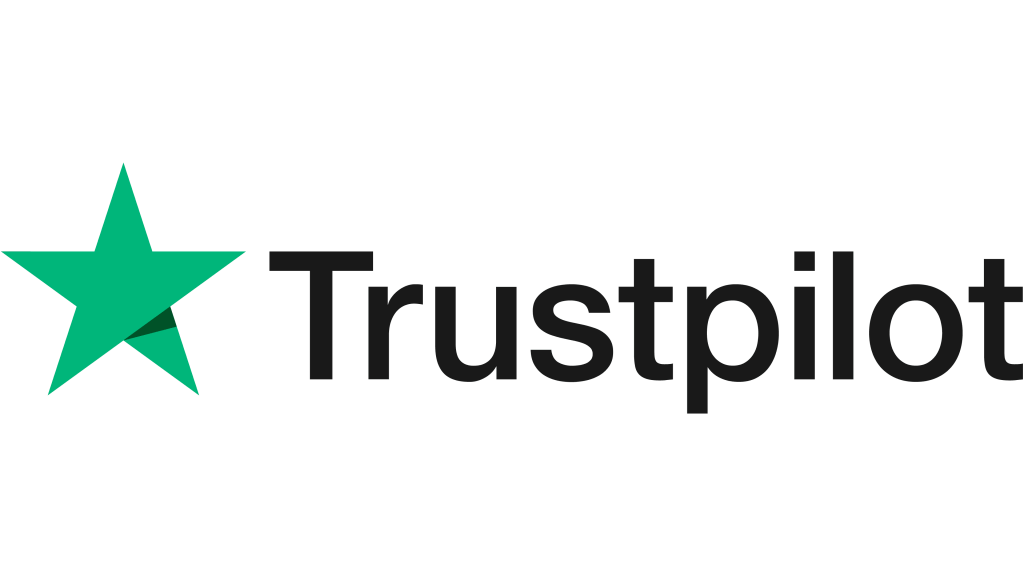 The image is a logo of Trustpilot featuring a green star and the name Trustpilot on a dark background.