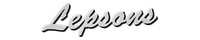 The image shows the word 'Lepsons' in cursive, metallic lettering against a black background.